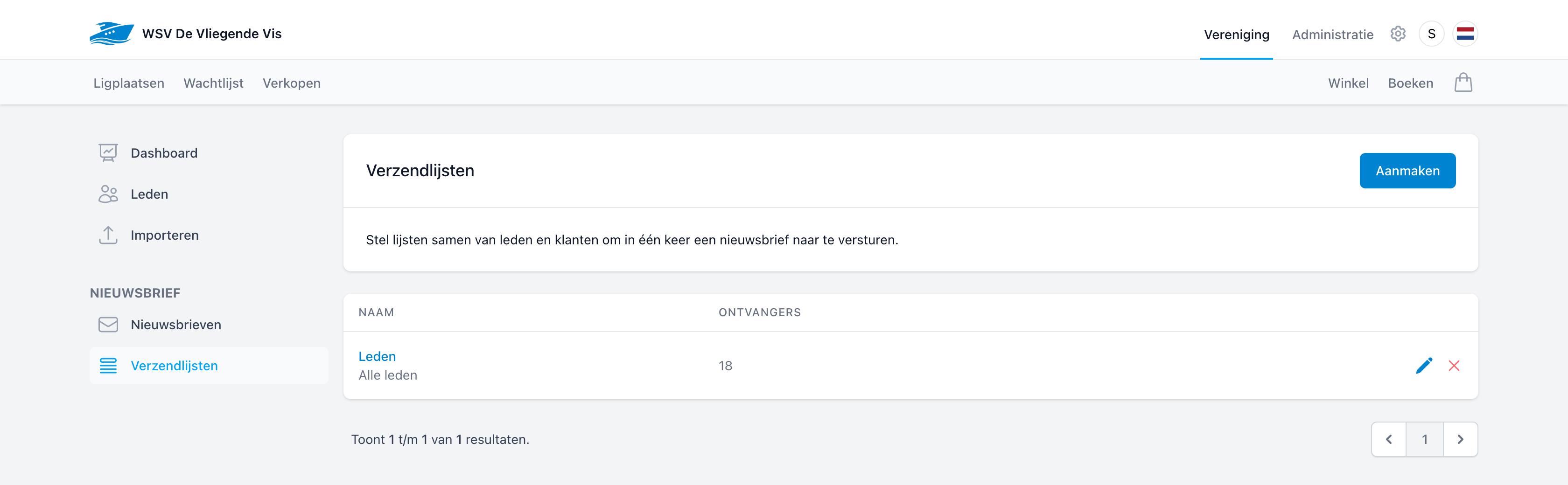 Verzendlijsten voor nieuwsbrieven bij WSV De Vliegende Vis
